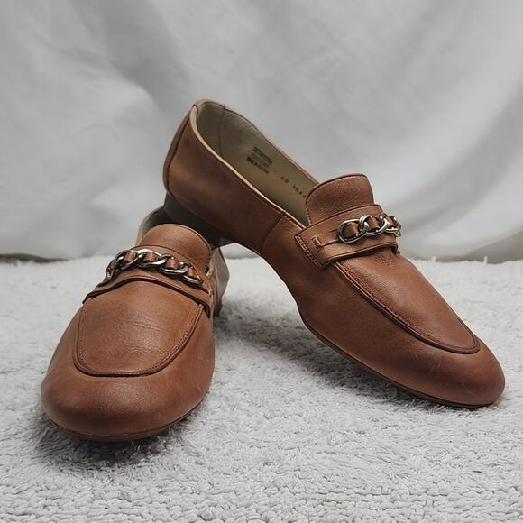PAUL GREEN NEWCASTLE TAN LEATHER GOLD CHAIN LINK LOAFERS LADIES SIZE 10 NWOB - Picture 16 of 16